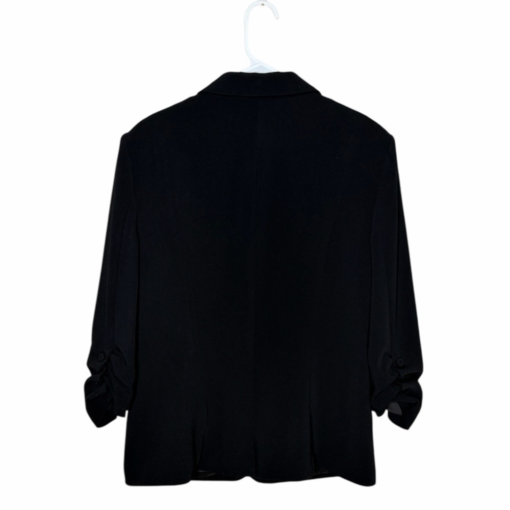 Cinq A Sept Khloe Crepe 3/4 Ruched Sleeve Blazer In Black Size 14 Retail $395 - Picture 5 of 9